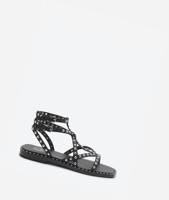 Black Women's ASH Mamba Flat Sandals | 702IBQRMJ