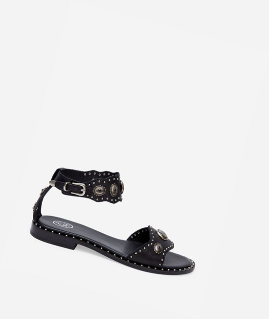 Black Women's ASH Poker Flat Sandals | 481EIHZUV