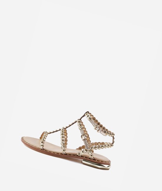 Light Gold Women's ASH Pamela Flat Sandals | 374MTECWZ