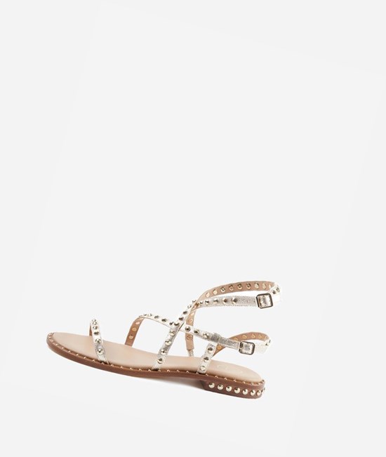 Light Gold Women's ASH Petra Flat Sandals | 294LTWRHV