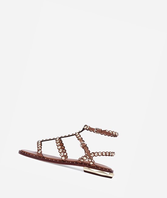 New Cinnamon Women's ASH Pamela Flat Sandals | 067QOZIHF