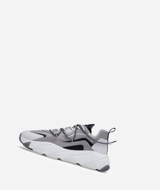 Pearl / Nebbia / Black Men's ASH Express Low-Top Sneakers | 673PQUFZN