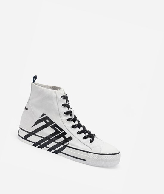 White / Black Women's ASH Viky High-Top Sneakers | 294QICJOY