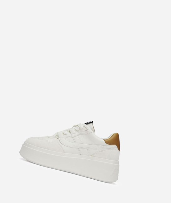 White / Golden Brown Women's ASH Match Low-Top Sneakers | 184VBOECT