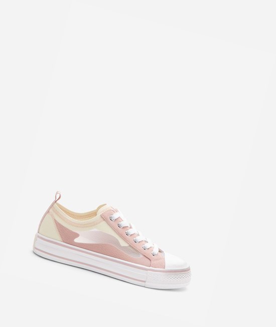 White / Pinksalt / Almond Oil Women's ASH Vertu Low-Top Sneakers | 257ZEQWSO