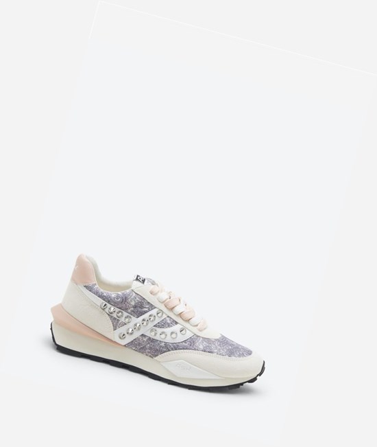 White / Pinksalt / Off White Women's ASH Spider Studs Low-Top Sneakers | 625BEDZHY