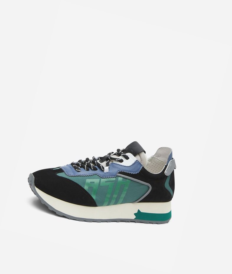 Black / Green Women's ASH Tiger Low-Top Sneakers | 418WFMATH