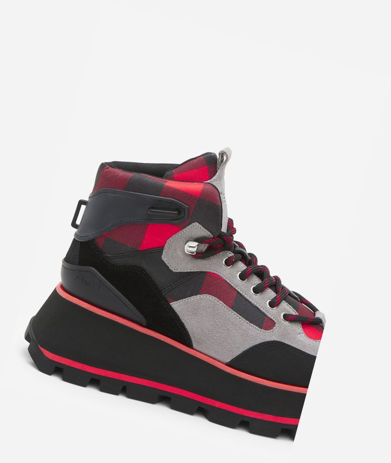 Black / Red Women's ASH Sonic High-Top Sneakers | 412YNTVBS