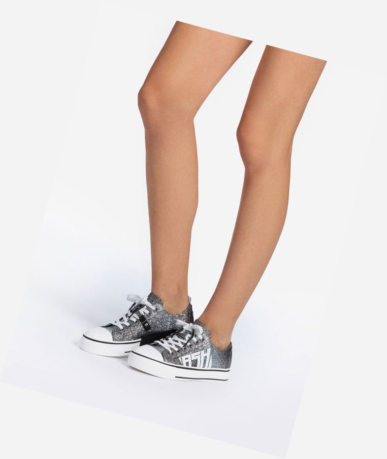 Black / Silver Women's ASH Vanda Low-Top Sneakers | 678ZQYSMV