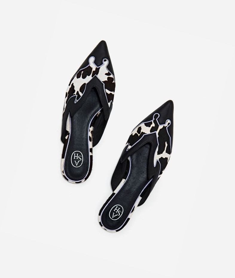 Black / White Women's ASH Dido Slip Ons | 726WNMDQO