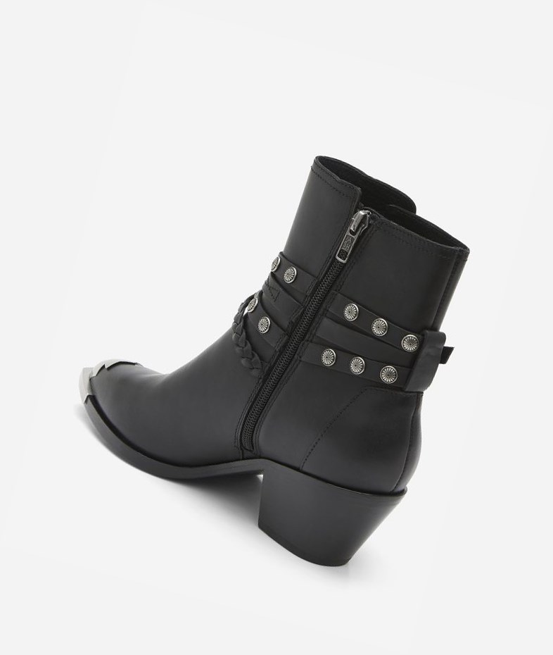 Black Women's ASH Folk Ankle Boots | 168ZAHVKU