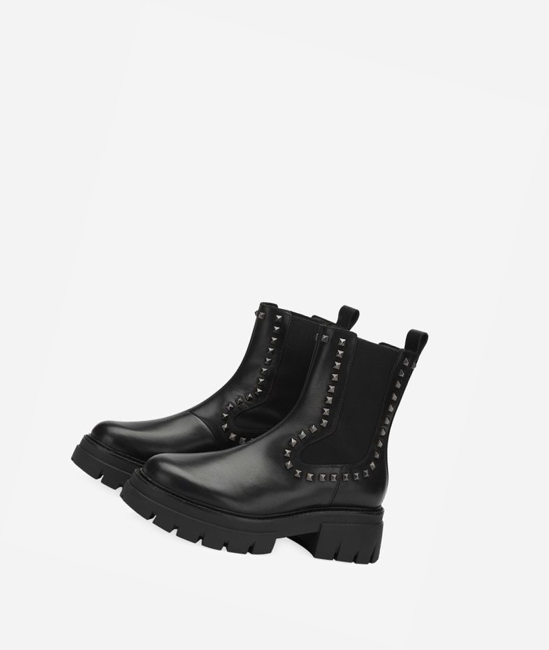 Black Women's ASH Lenny Studs Biker Boots | 428GDVSKJ