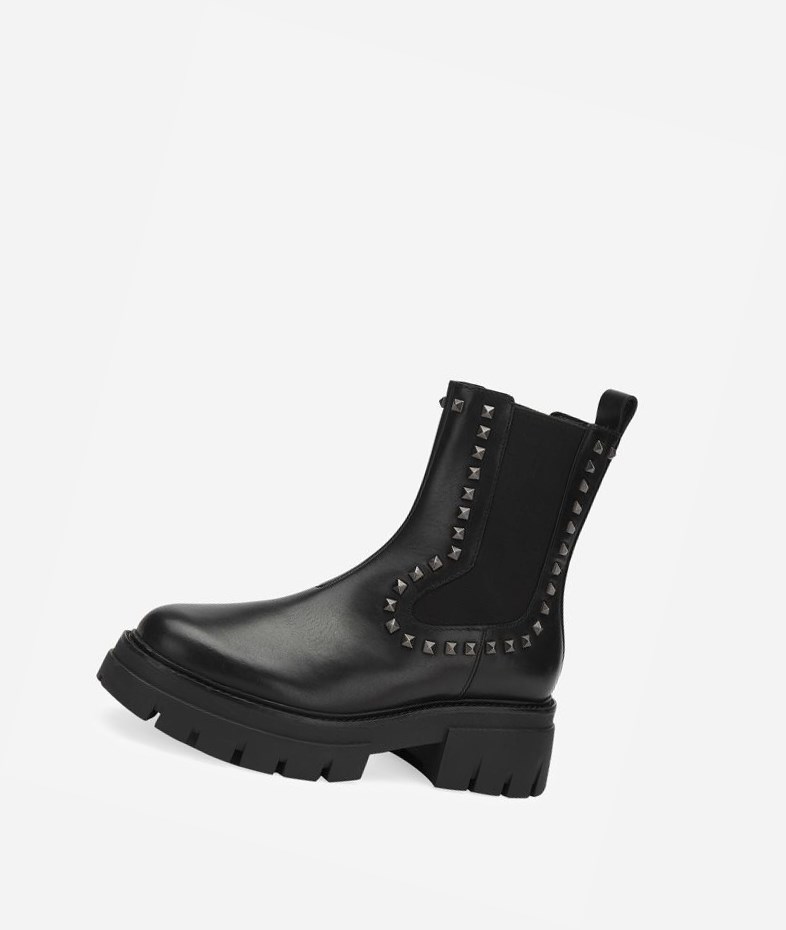 Black Women's ASH Lenny Studs Biker Boots | 428GDVSKJ