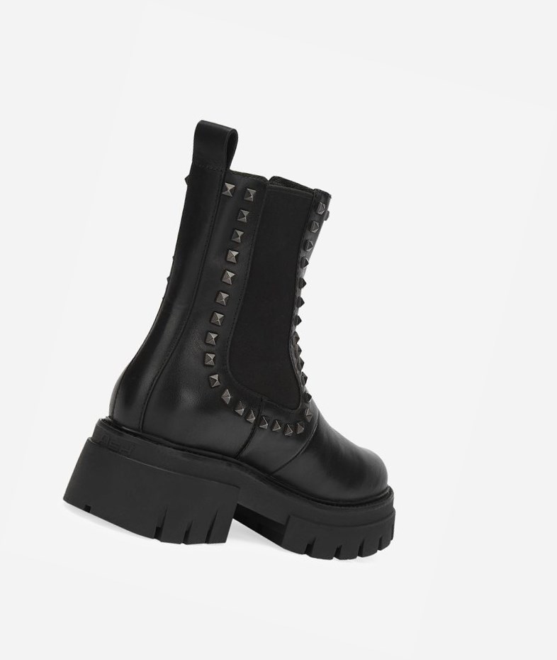 Black Women's ASH Lenny Studs Biker Boots | 428GDVSKJ