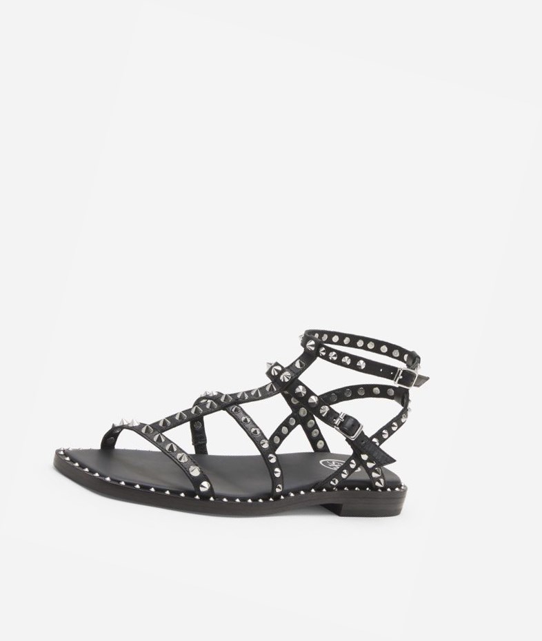 Black Women's ASH Maeva Flat Sandals | 351BUFQOE