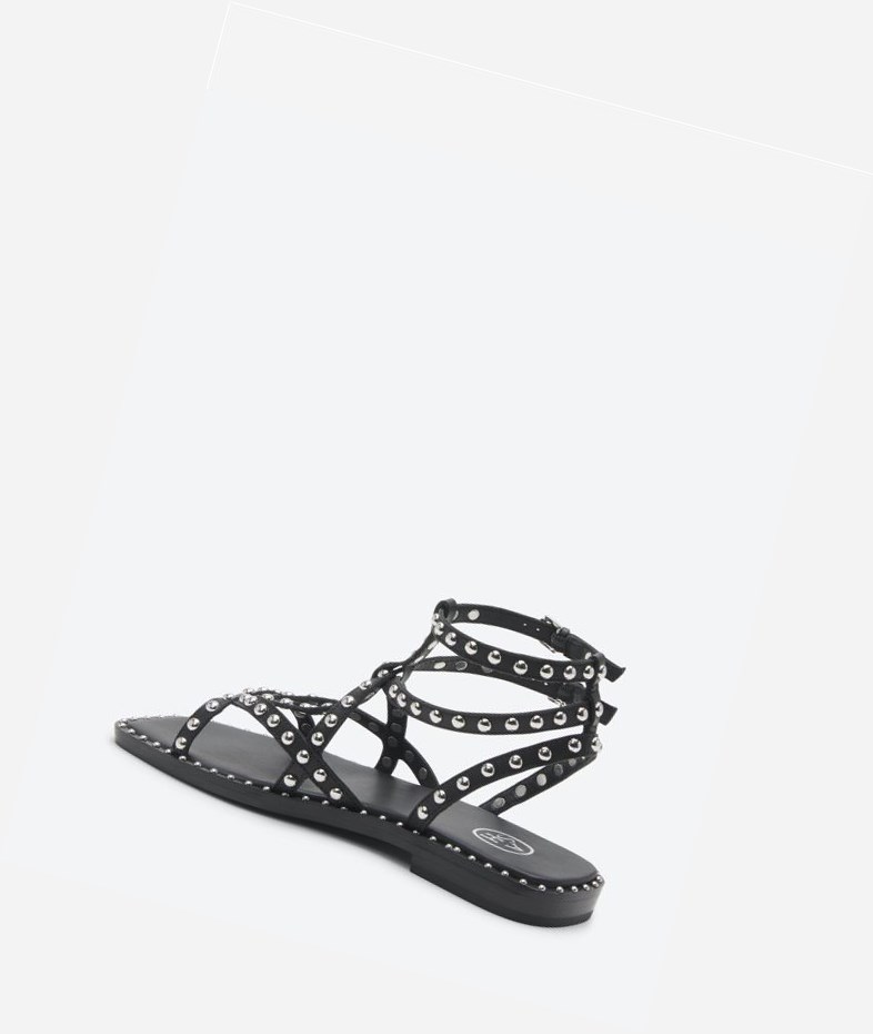 Black Women's ASH Mamba Flat Sandals | 702IBQRMJ