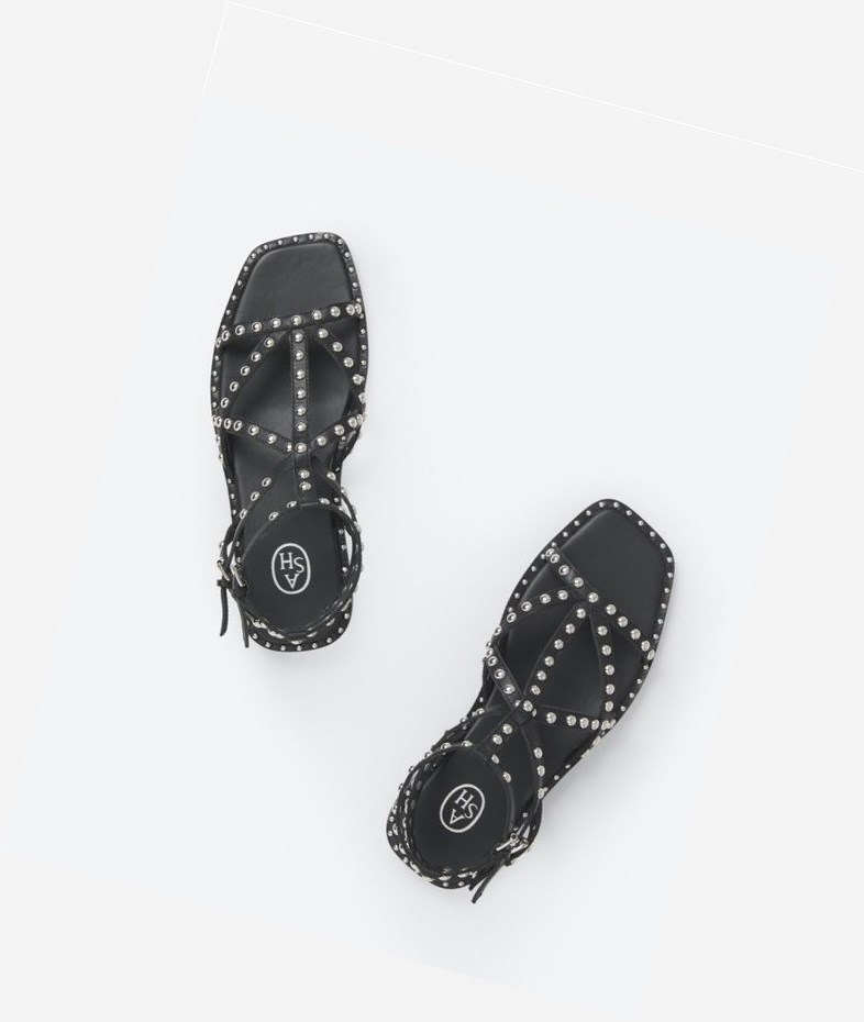 Black Women's ASH Mamba Flat Sandals | 702IBQRMJ