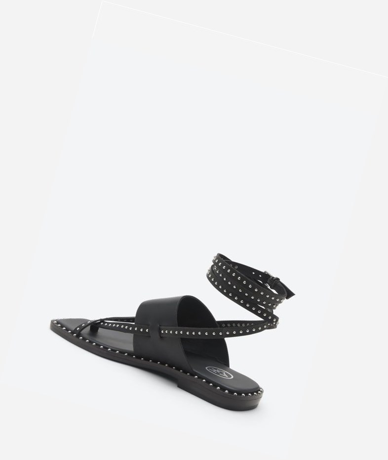 Black Women's ASH Medusa Studs Flat Sandals | 632RFYTVL