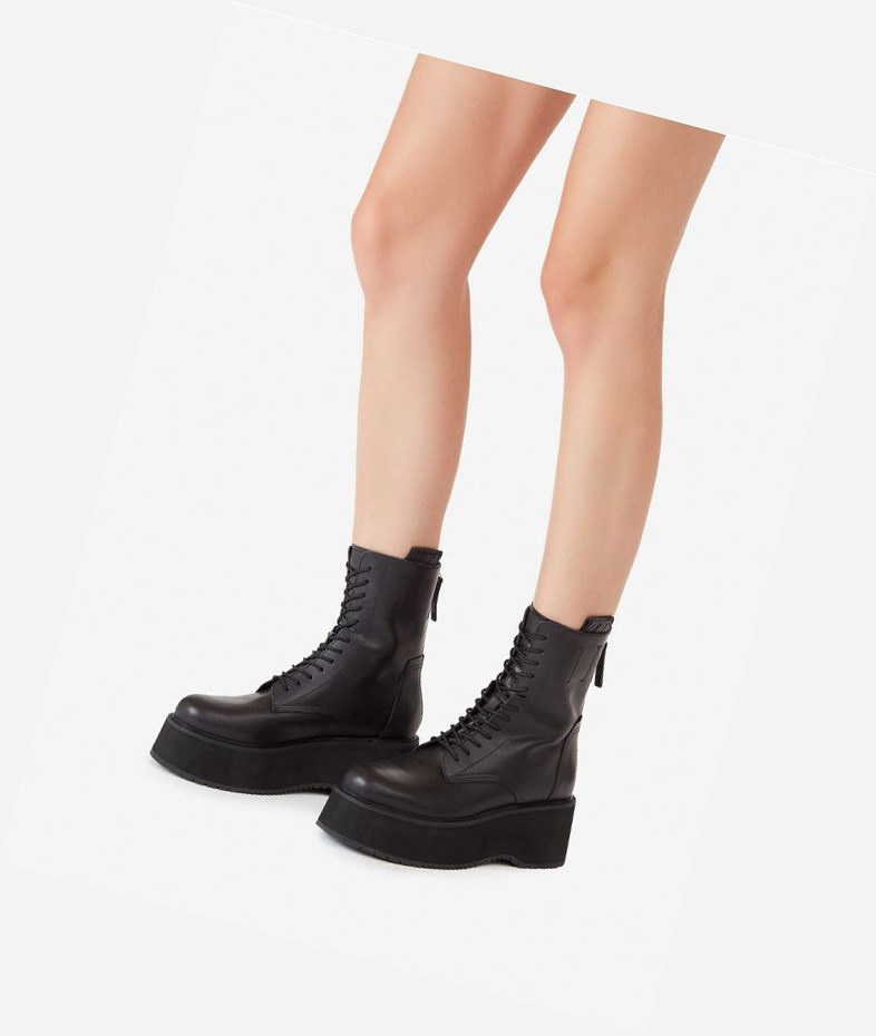 Black Women's ASH Nirvana Biker Boots | 245FLVPIE