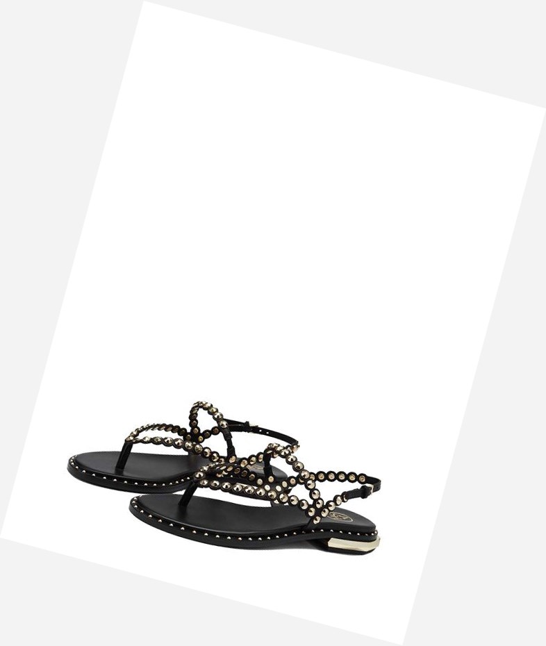 Black Women's ASH Patchy Flat Sandals | 065QUMEYO