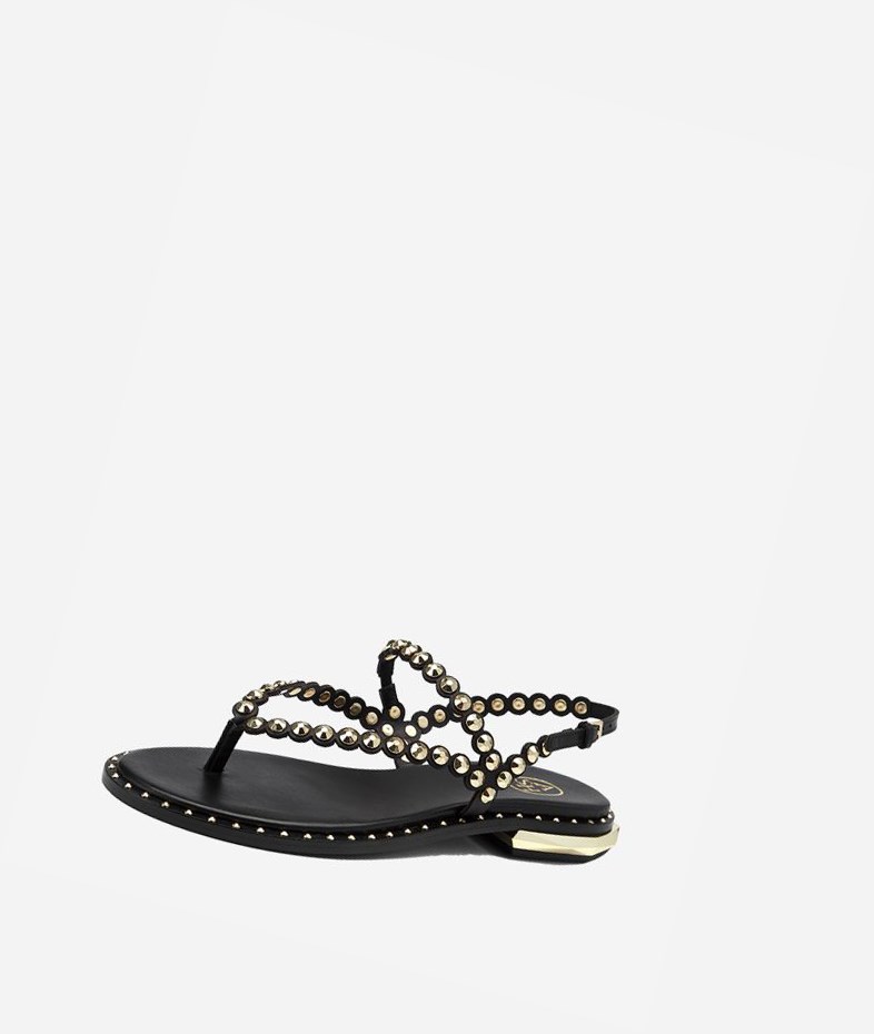 Black Women's ASH Patchy Flat Sandals | 065QUMEYO