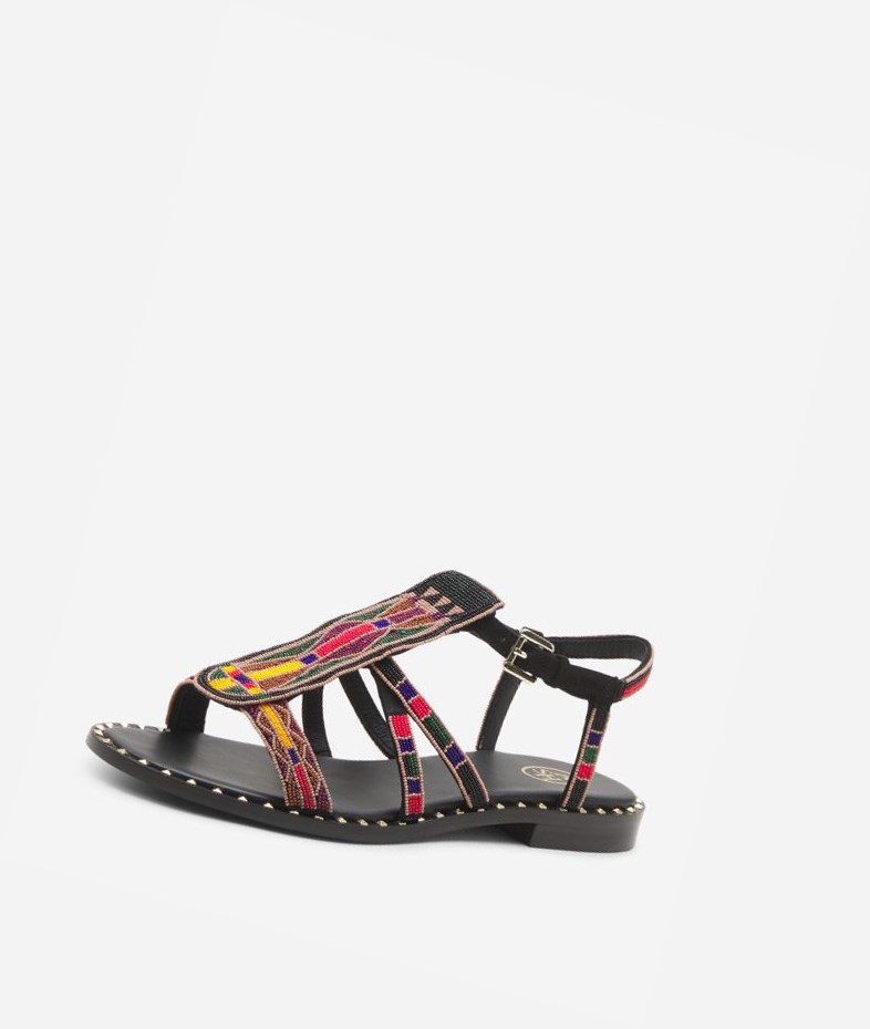 Black Women's ASH Peaceful Flat Sandals | 806MZCIOD