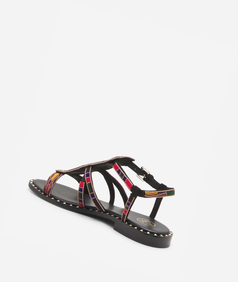 Black Women's ASH Peaceful Flat Sandals | 806MZCIOD