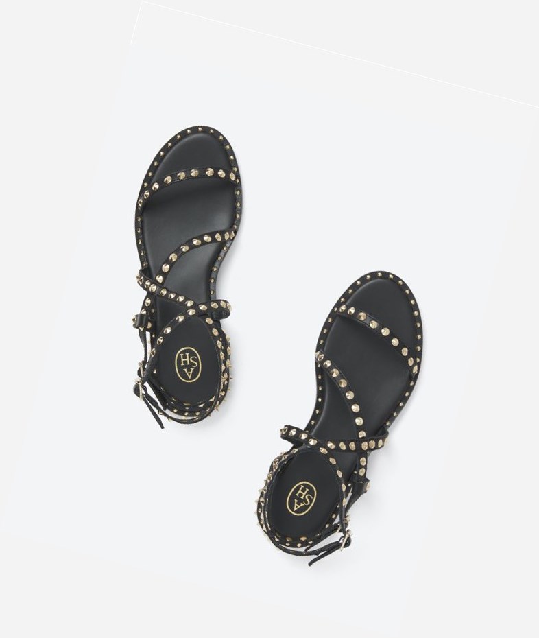 Black Women's ASH Petra Flat Sandals | 528UECGTV