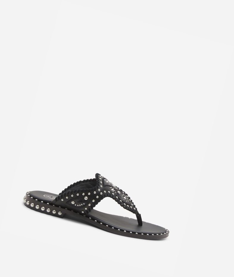 Black Women\'s ASH Phedra Flat Sandals | 678YTNFMG