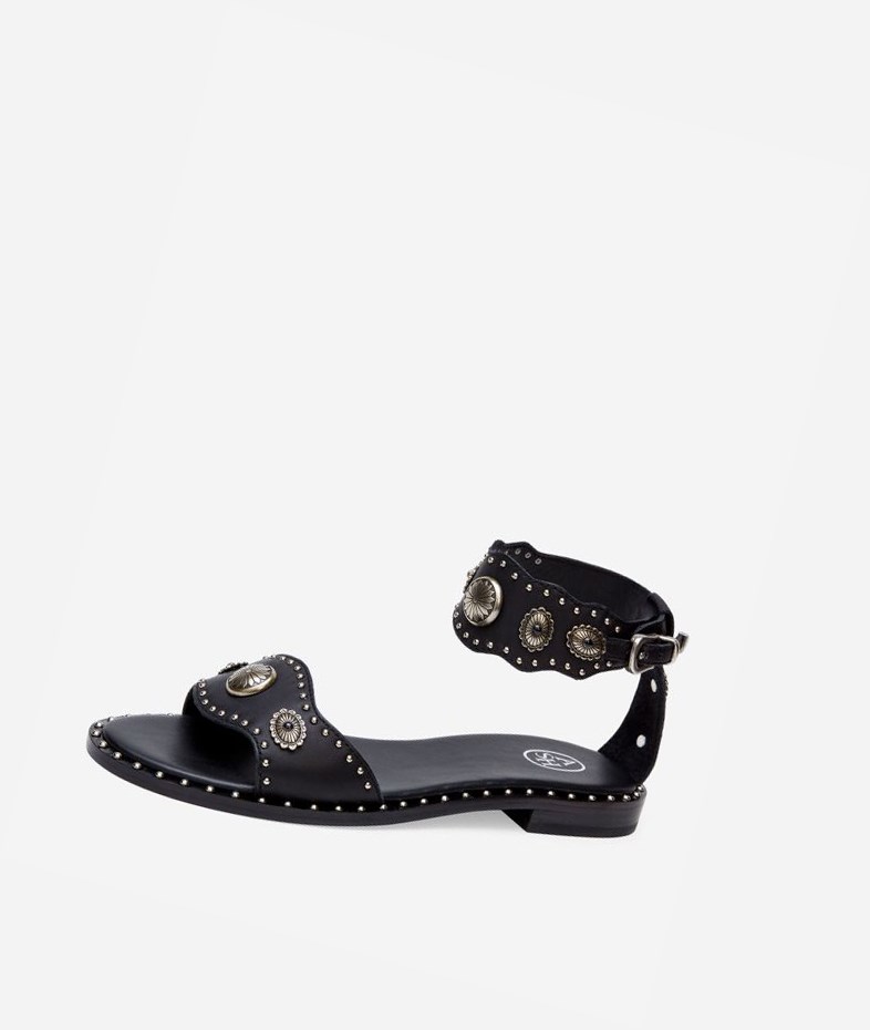 Black Women's ASH Poker Flat Sandals | 481EIHZUV