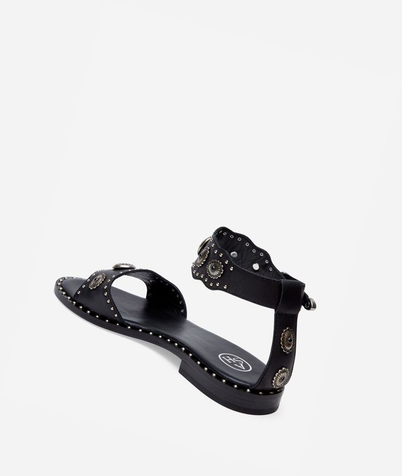 Black Women's ASH Poker Flat Sandals | 481EIHZUV