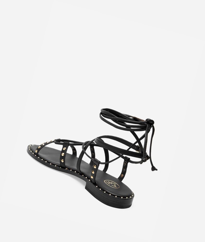 Black Women's ASH Princess Flat Sandals | 159IEWSYZ