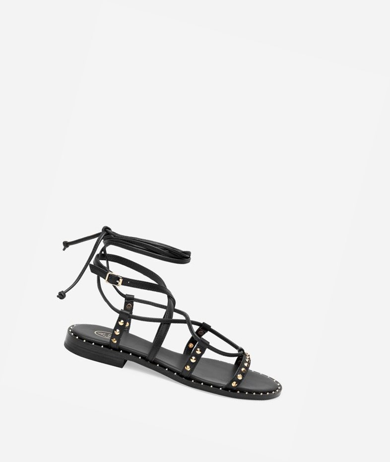 Black Women\'s ASH Princess Flat Sandals | 159IEWSYZ