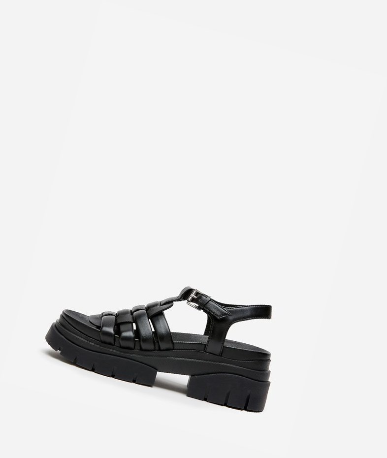 Black Women\'s ASH Sirena Flat Sandals | 715IXPNUW