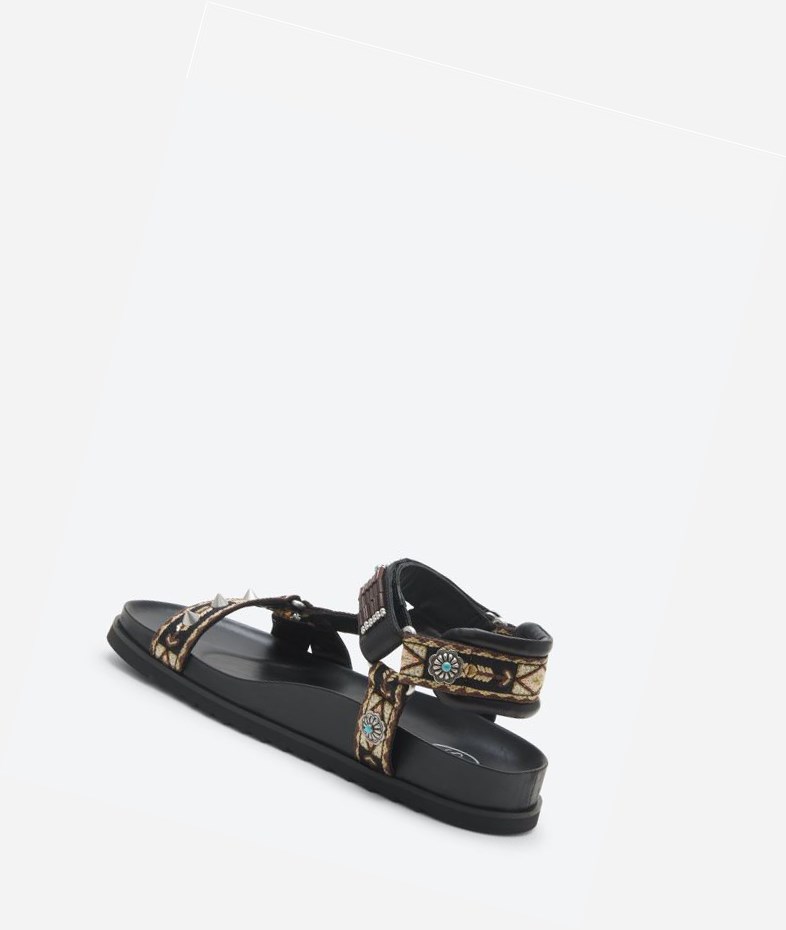 Black Women's ASH Ugo Flat Sandals | 195JDCUQB