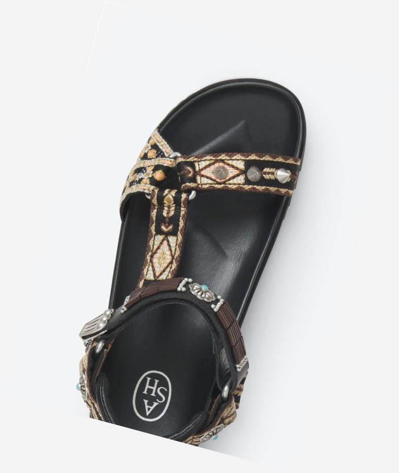 Black Women's ASH Ugo Flat Sandals | 195JDCUQB