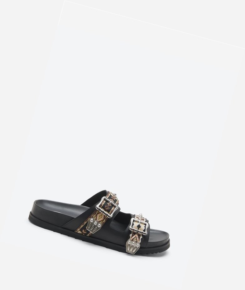 Black Women\'s ASH Ulysse Flat Sandals | 972YRESCD