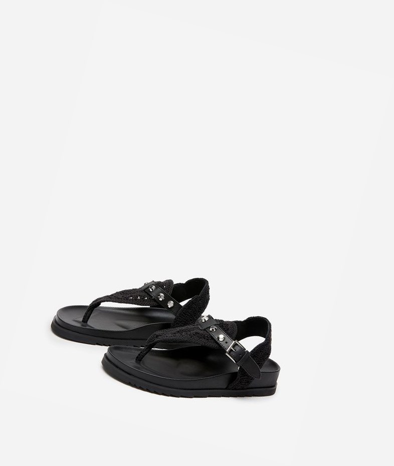 Black Women's ASH Union Flat Sandals | 018GBTVEY