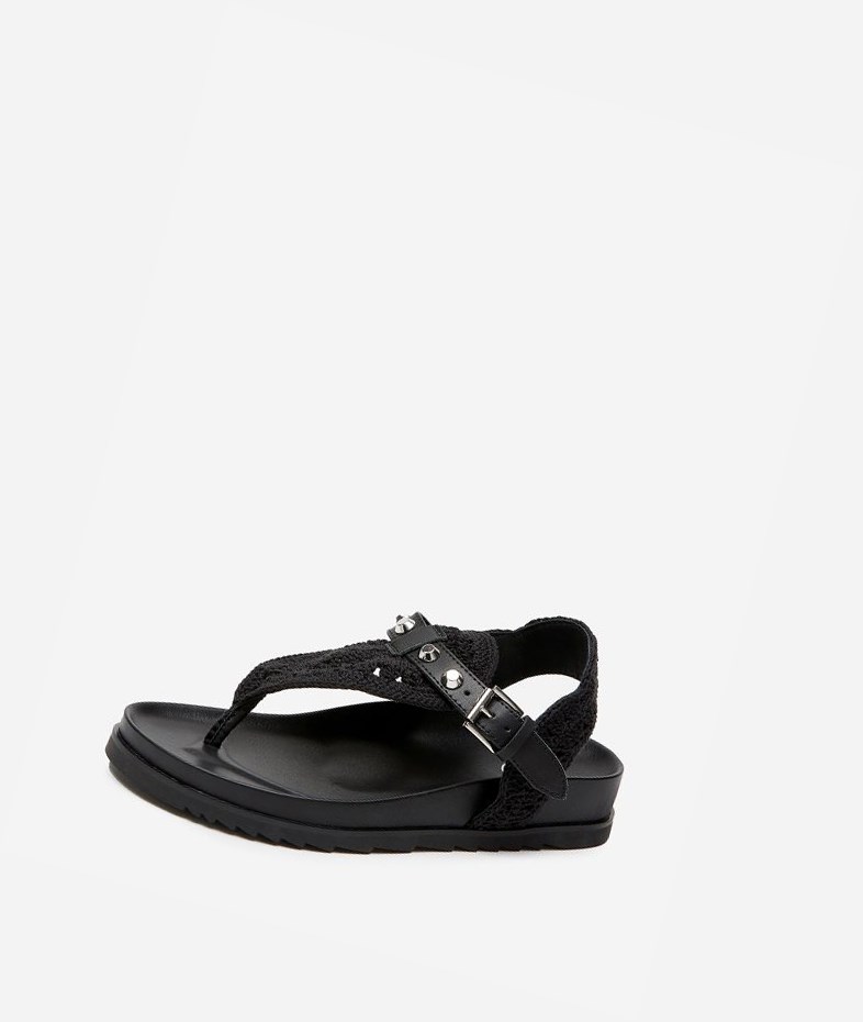 Black Women's ASH Union Flat Sandals | 018GBTVEY