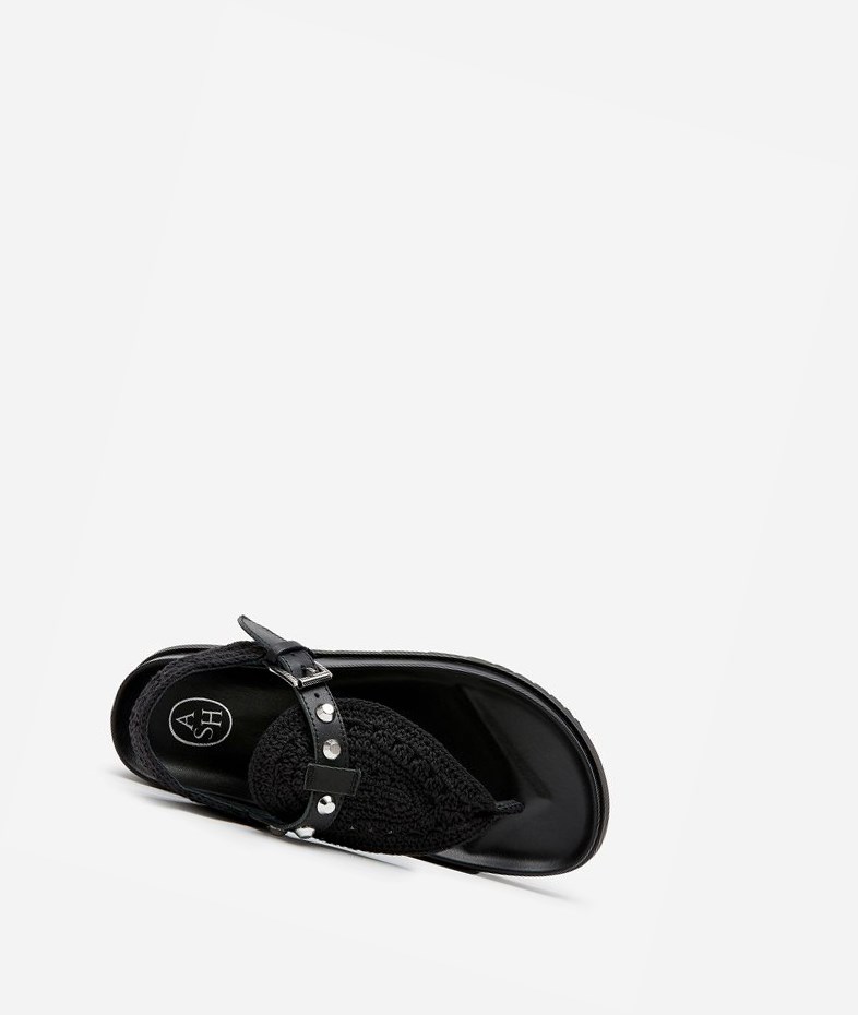 Black Women's ASH Union Flat Sandals | 018GBTVEY