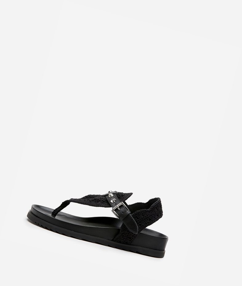 Black Women\'s ASH Union Flat Sandals | 079DMNJUV