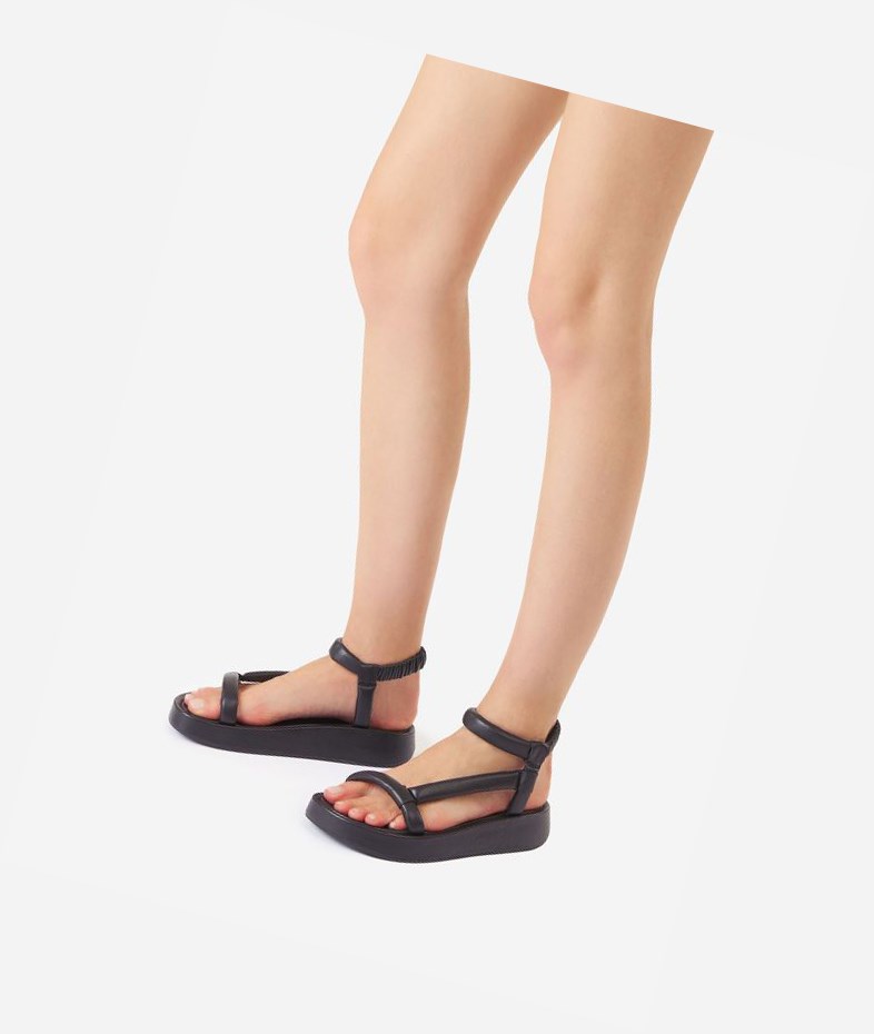 Black Women's ASH Victoria Flat Sandals | 409LIEKTO