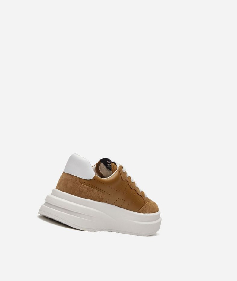 Golden Brown / White Women's ASH Impuls Low-Top Sneakers | 364SHZJTI