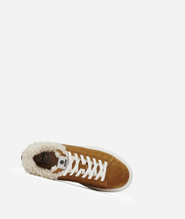 Golden Brown / White Women's ASH Moby Be Kind Fur Low-Top Sneakers | 458MAFTNH