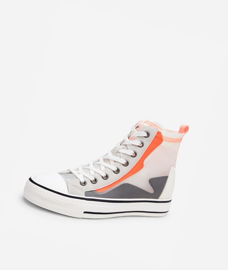 Grey / Orange Women's ASH Gasper High-Top Sneakers | 839FJRIUA