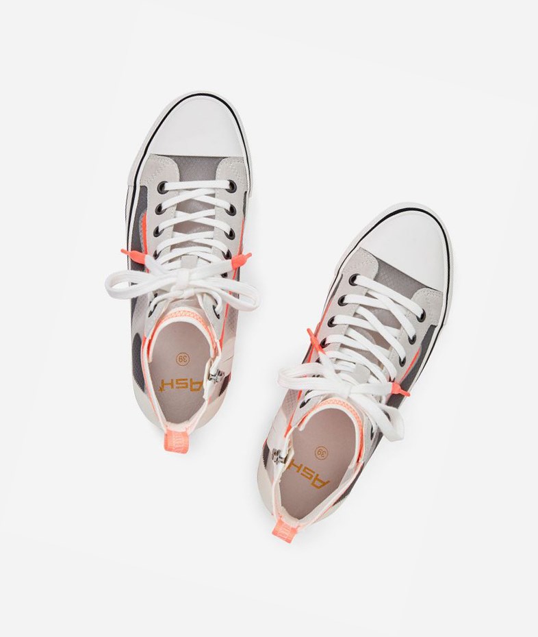 Grey / Orange Women's ASH Gasper High-Top Sneakers | 839FJRIUA