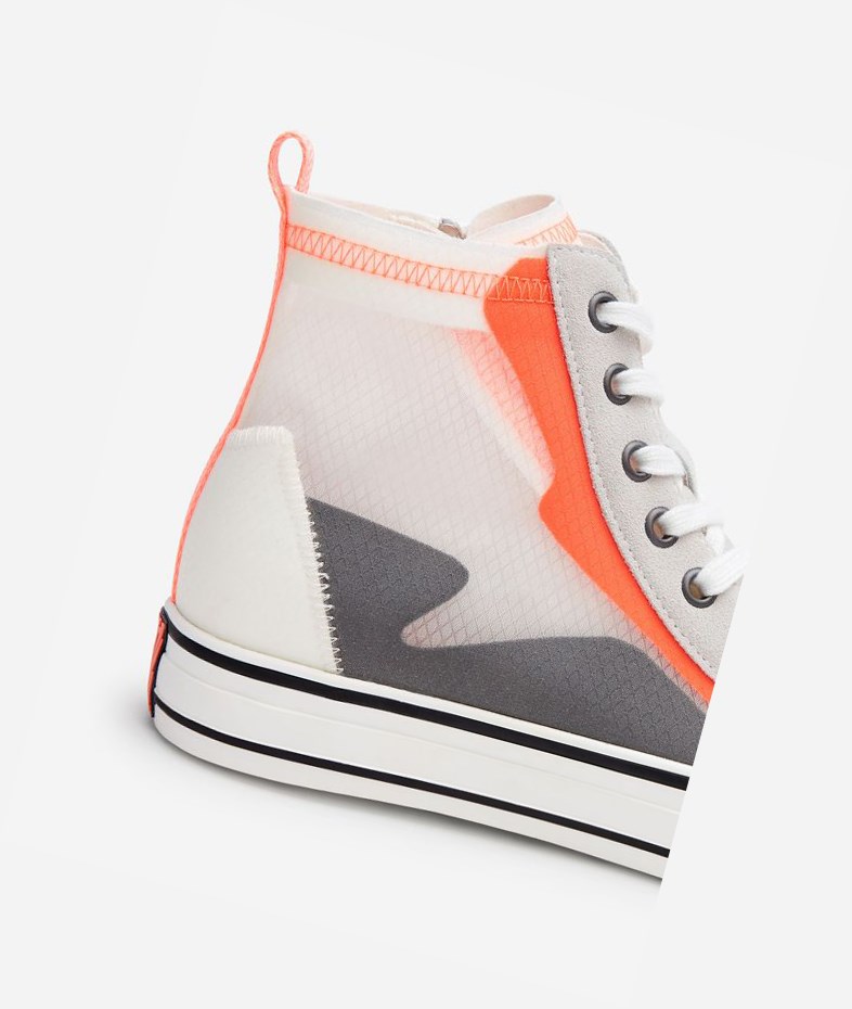 Grey / Orange Women's ASH Gasper High-Top Sneakers | 839FJRIUA