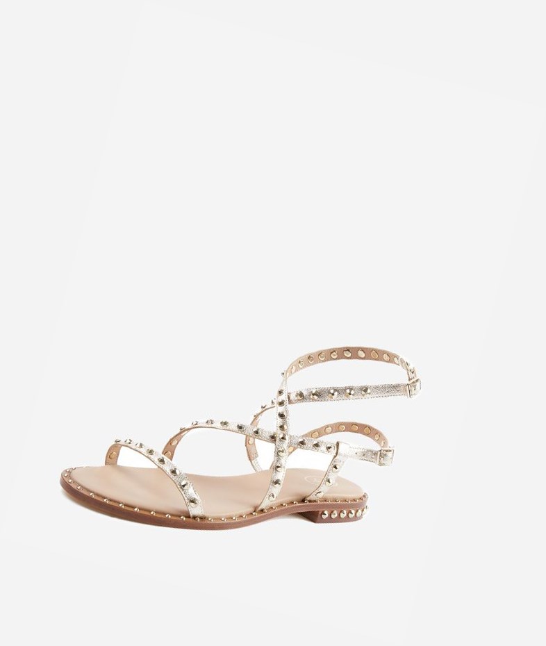 Light Gold Women's ASH Petra Flat Sandals | 294LTWRHV