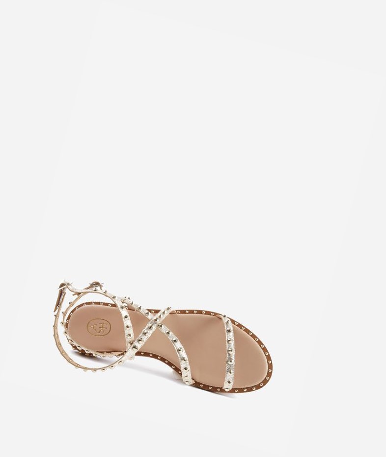 Light Gold Women's ASH Petra Flat Sandals | 294LTWRHV