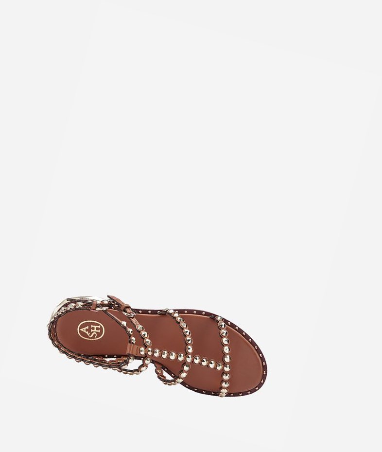 New Cinnamon Women's ASH Pamela Flat Sandals | 067QOZIHF